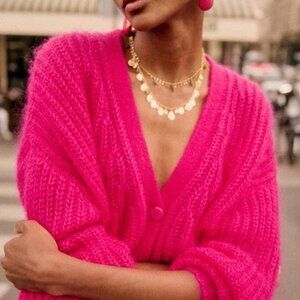 Sezane Achille Cardigan - Bright Pink